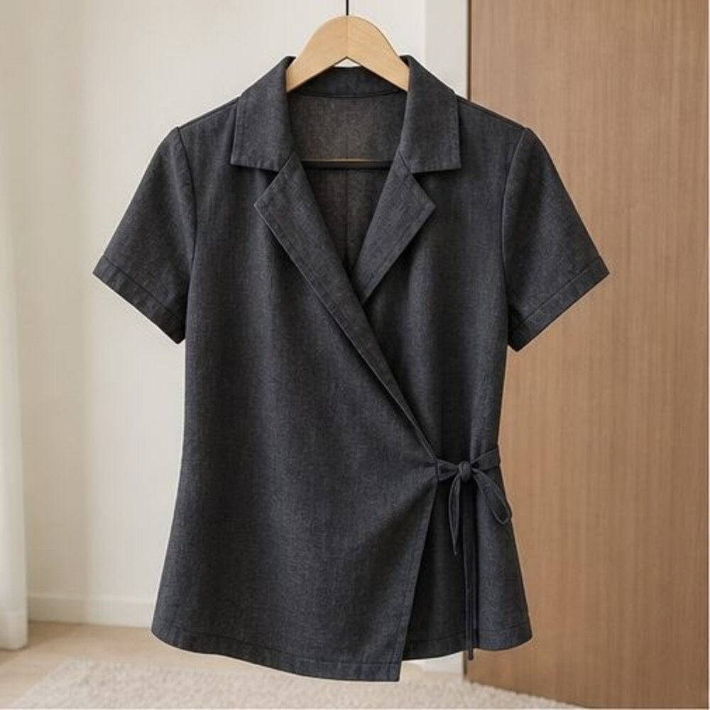 Charcoal Ruffle Blouse